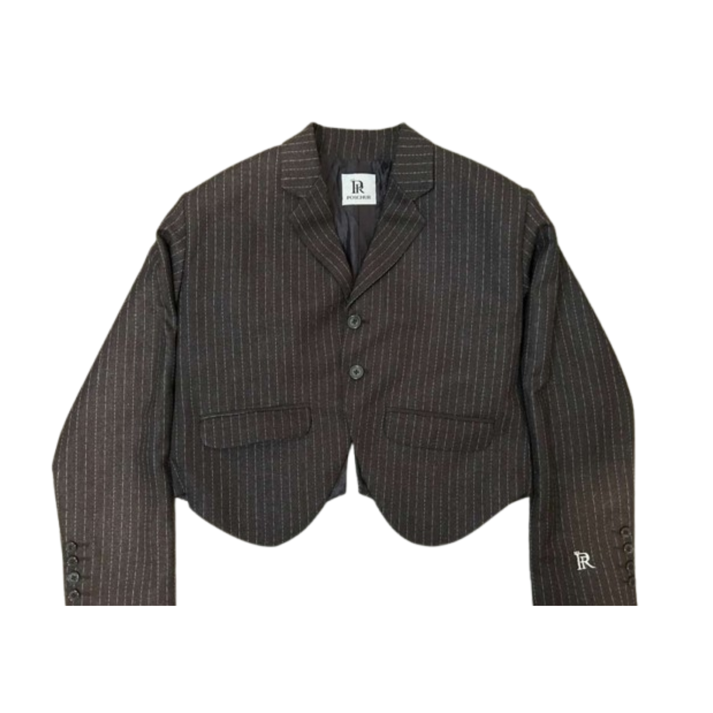 Men Espresso Pinstripe Set — Cropped Jacket & Baggy Trousers