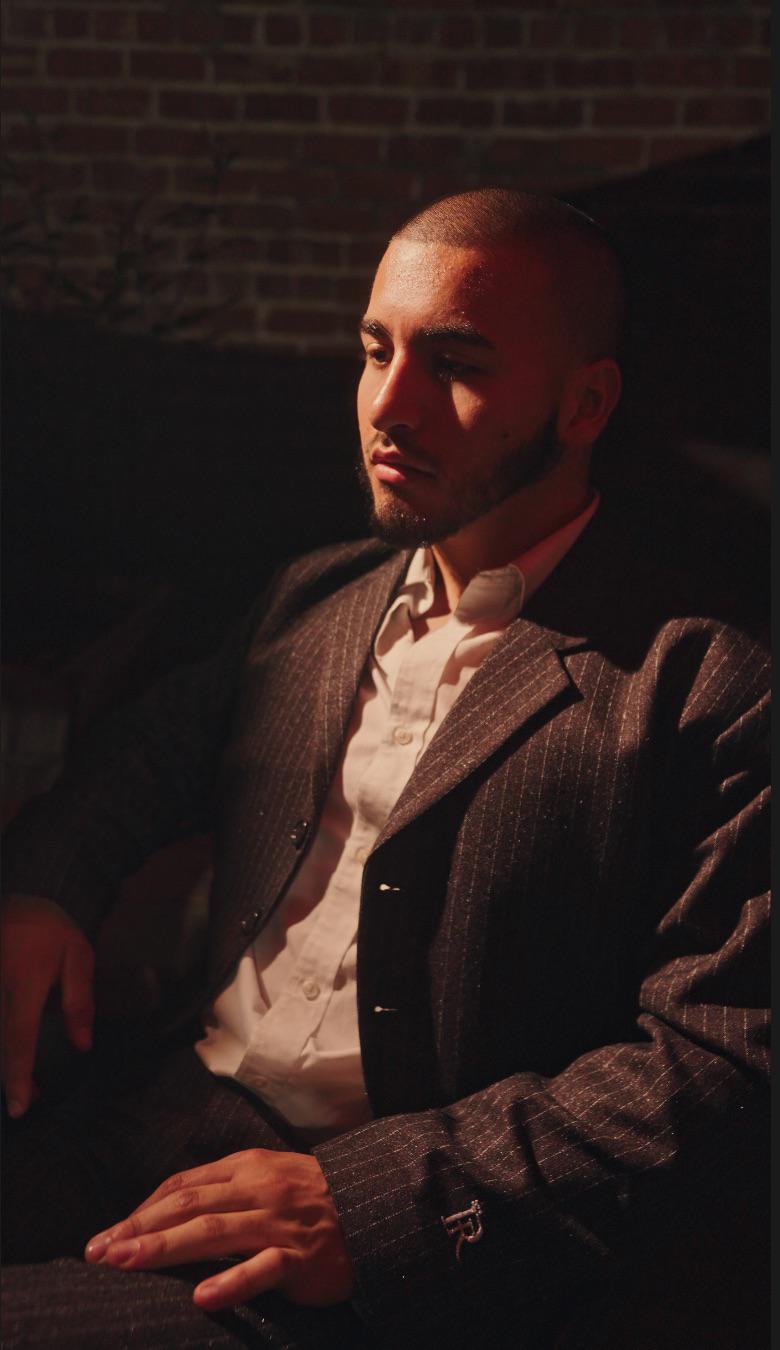 Men Espresso Pinstripe Set — Cropped Jacket & Baggy Trousers